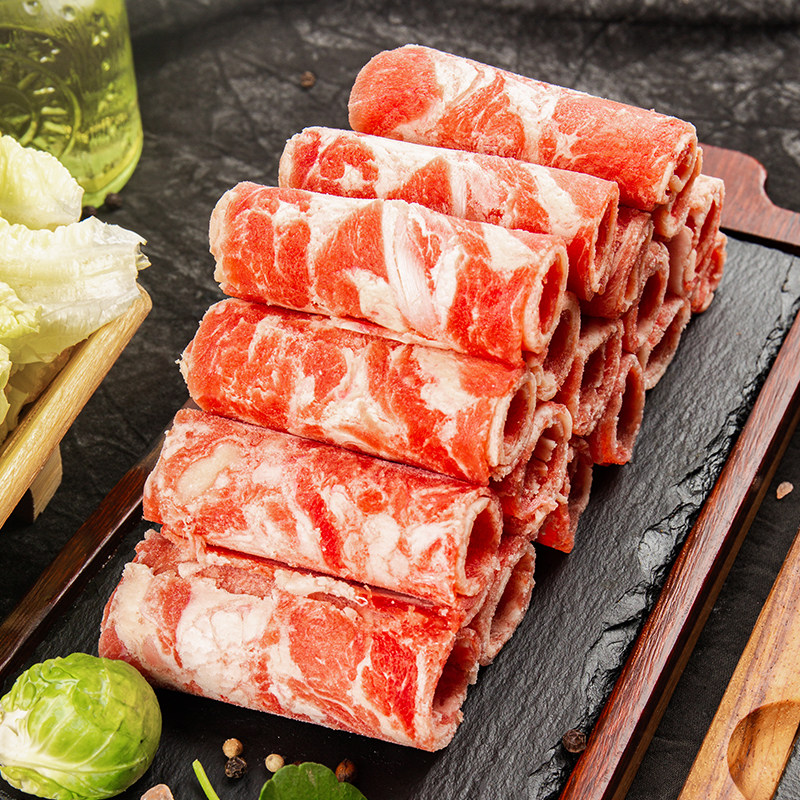 【纽澜地】高青谷饲黑牛雪花牛肉卷火锅食材200g*6礼盒装顺丰冷链