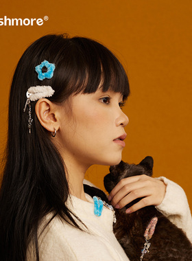 wishmore毛绒挂坠边夹原创设计可爱韩系刘海夹新款发饰发夹头饰