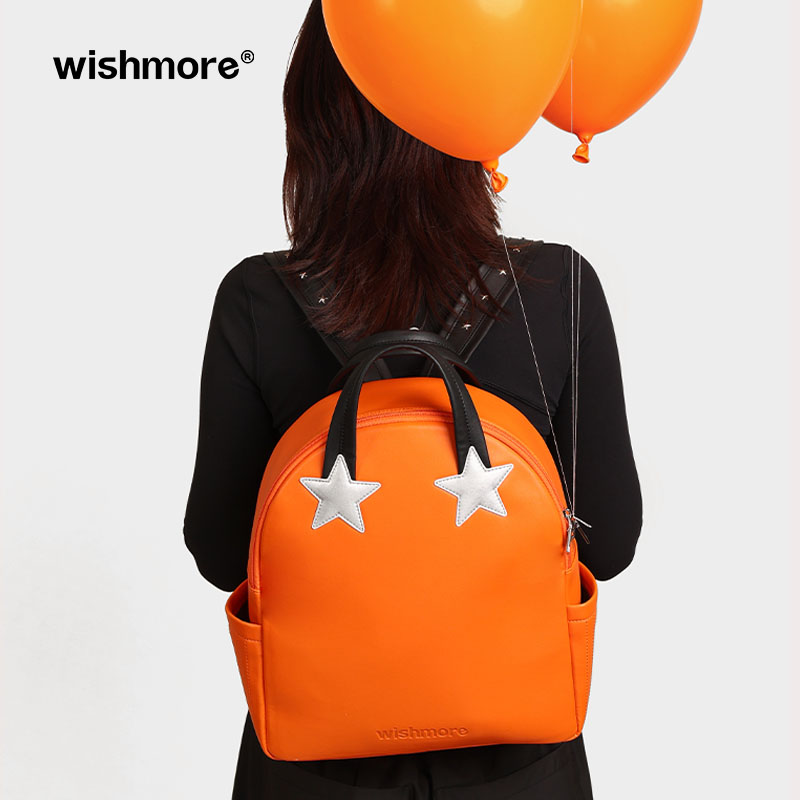 wishmore星星双肩包新款通勤高级男女大容量旅行皮质背包书包