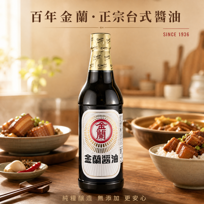 台湾进口金兰酱油590ML纯酿造老抽酱油卤肉饭调料无反腐剂色素
