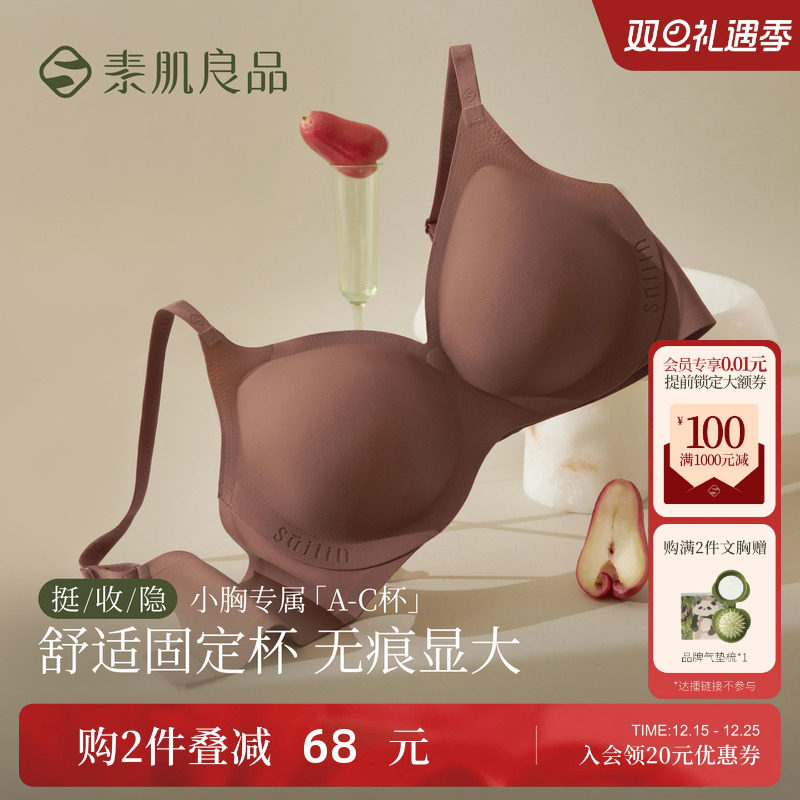 固定杯小胸聚拢显大内衣秋冬美背