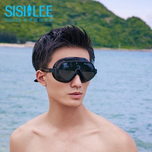 SISIILEE西西里 高清防水防雾浮潜游泳镜 男女通用大框平光泳镜