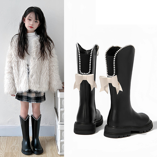 女童靴子2025新款 加绒儿童马丁靴中大童洋气公主靴子皮靴女 秋冬款