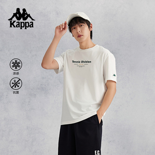 运动上衣跑步t恤男款 男新款 凉感抗菌印花短袖 kappa卡帕背靠背夏季