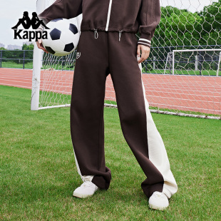 复古宽松直筒裤 春秋新款 子 女运动休闲裤 Kappa卡帕背靠背针织长裤