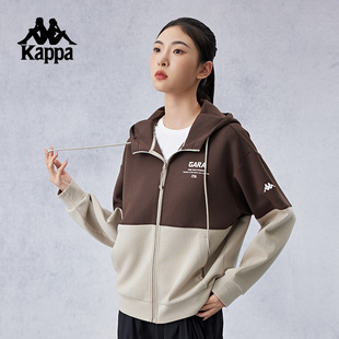 Kappa卡帕背靠背复古针织帽衫女士2026新款运动开衫上衣外套女款