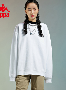 Kappa卡帕背靠背套头衫情侣男女运动字母印花卫衣休闲圆领外套