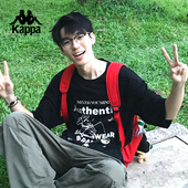 情侣运动短袖 复古纯棉跑步上衣女款 t恤男 新款 Kappa卡帕背靠背夏季