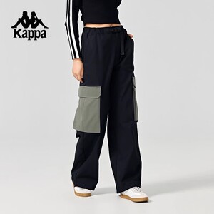 Kappa卡帕背靠背休闲裤女士2026新款运动长裤弹力宽松直筒裤子潮
