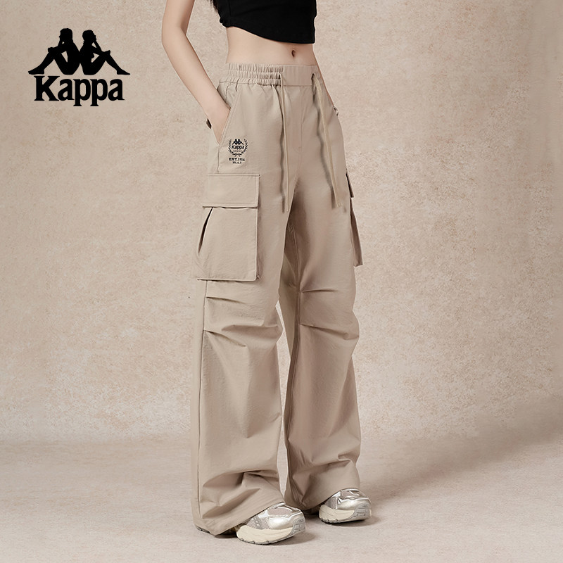 Kappa卡帕背靠背春季运动长裤2026新款户外宽松裤子女工装阔腿裤,女装/女士精品,时尚工装裤,淘宝优惠券,粉丝福利购,淘宝优惠卷