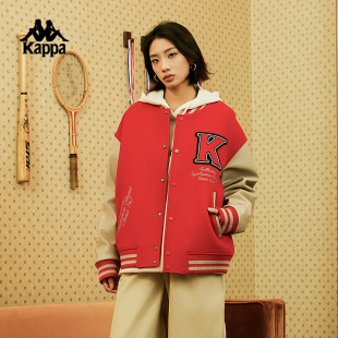 Kappa卡帕龙年新年款 男女撞色户外防寒服 红色棒球棉服2025新款