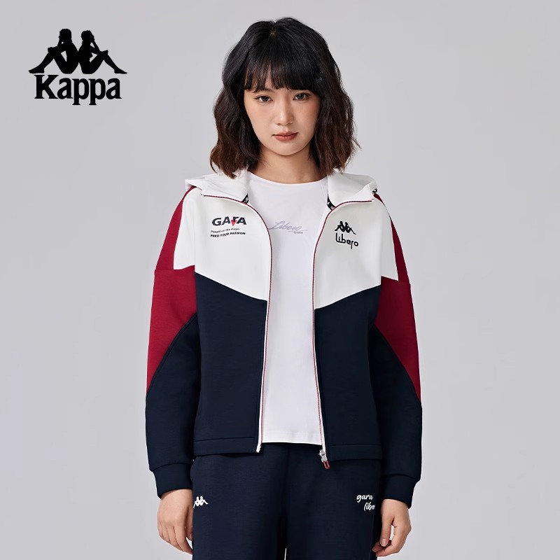 Kappa卡帕背靠背针织外套女2025新款复古运动服连帽开衫上衣女款