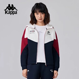 Kappa卡帕背靠背针织外套女2026新款复古运动服连帽开衫上衣女款