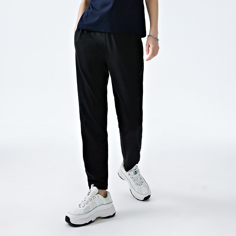 卡帕Kappa 1916经典复古锥形裤女针织运动裤黑色休闲裤小脚卫裤