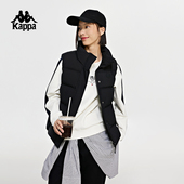 Kappa卡帕复古运动羽绒马甲2026新款 女秋冬字母刺绣立领保暖背心