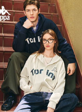 Kappa卡帕背靠背情侣开衫卫衣外套女春季新款美式复古宽松上衣男