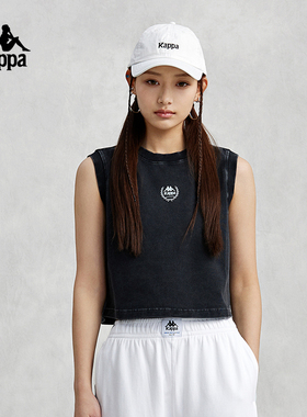 Kappa卡帕复古背心2025新款女夏纯棉字母休闲无袖上衣K0E42VV01