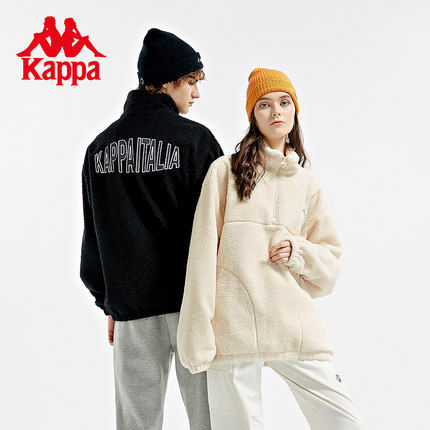 Kappa卡帕羊羔绒外套情侣男女半拉链头摇粒绒套头卫衣