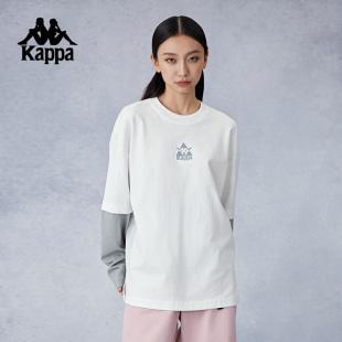 Kappa卡帕背靠背2026春秋新款运动上衣纯棉长袖t恤休闲套头衫女款