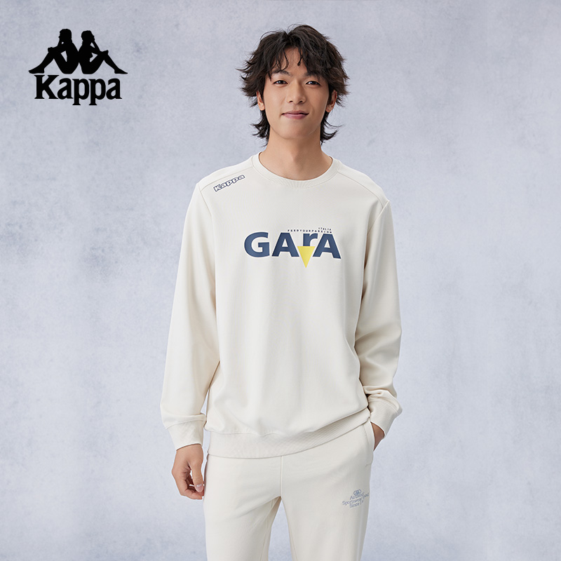 卡帕休闲男圆领字母印花运动卫衣