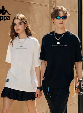 Kappa卡帕背靠背夏季新款情侣宽松短袖上衣男运动跑步t恤半袖女款