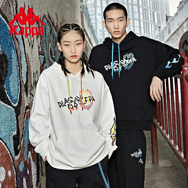 Kappa卡帕2025春玩家嘻哈套头帽衫情侣男女宽松运动卫衣休闲外套