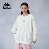 上衣女 休闲长袖 Kappa卡帕背靠背宽松运动卫衣针织套头衫 春秋新款