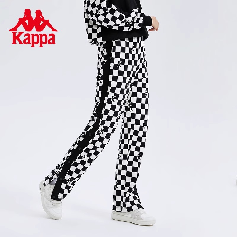 棋盘格印花 侧边排扣 高腰显瘦