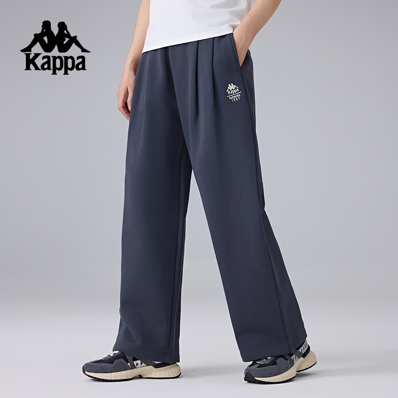 Kappa卡帕背靠背新款运动长裤女款复古针织直筒裤休闲裤宽松裤子