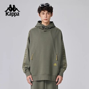 Kappa卡帕背靠背连帽运动卫衣春秋新款针织套头衫宽松长袖上衣男