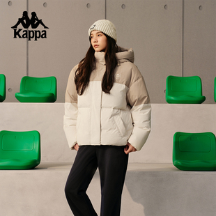 羽絨服短款 Kappa卡帕背靠背冬季 新款 復(fù)古撞色時(shí)尚 保暖運(yùn)動(dòng)外套女