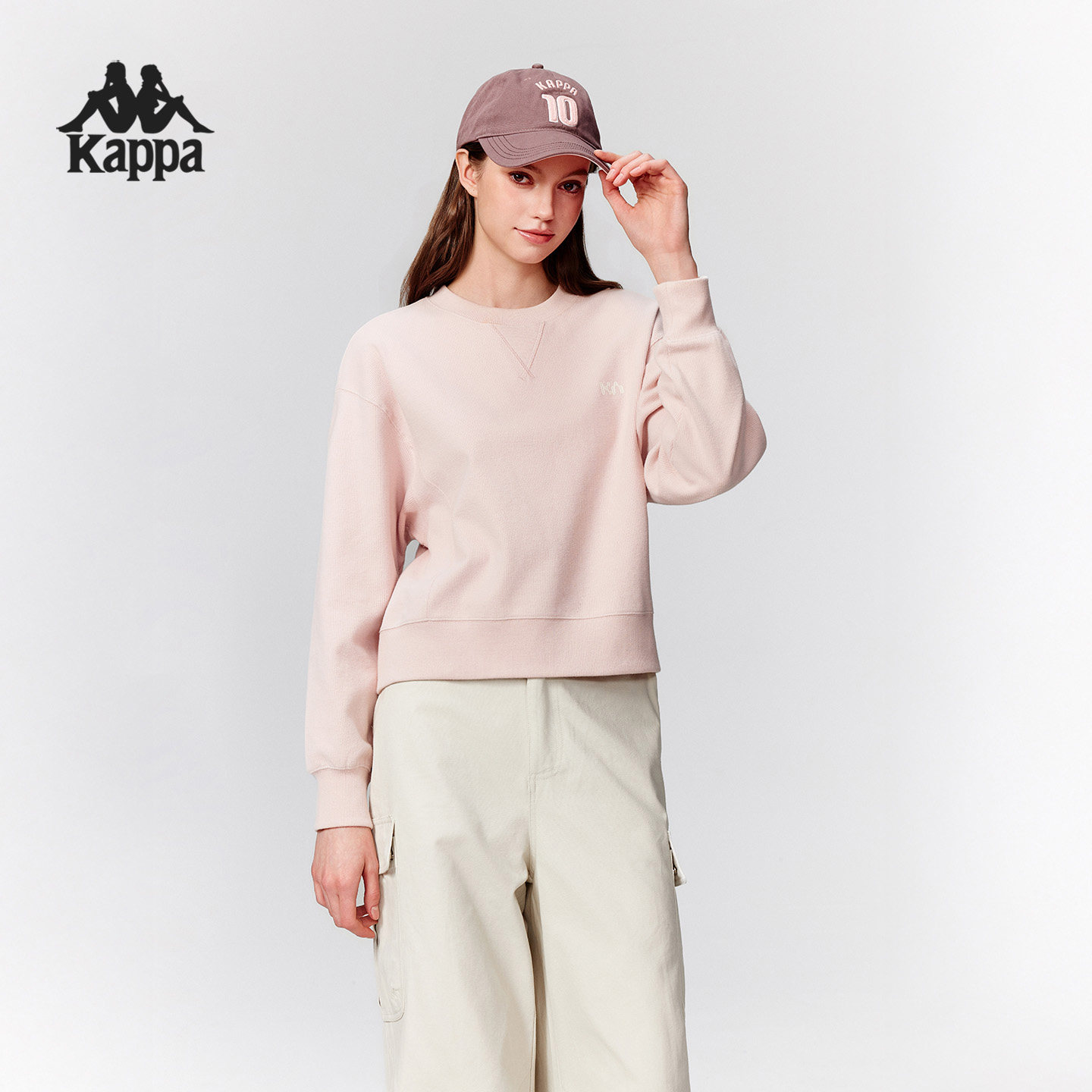 Kappa卡帕棉感圆领套头卫衣2026秋季新款女装休闲风通勤百搭上衣