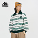 男女秋撞色条纹运动卫衣休闲翻领长袖 Kappa卡帕套头衫 新款