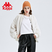 Kappa卡帕腰果花羊羔绒新款 女仿兔毛棒球夹克棉服防寒服外套
