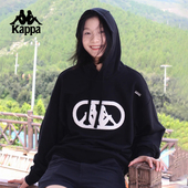 Kappa卡帕背靠背春秋新款 女 复古运动卫衣休闲上衣男针织套头帽衫