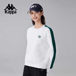 Kappa卡帕背靠背新款 春秋女复古运动保暖卫衣圆领上衣 针织套头衫