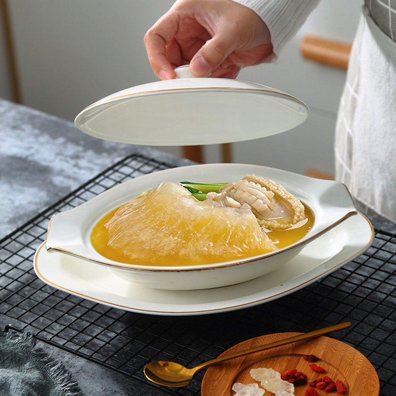 高典燕翅辽参盅碗酒店餐具带盖保温一位燕窝鱼翅碗鲍鱼捞饭加热碗