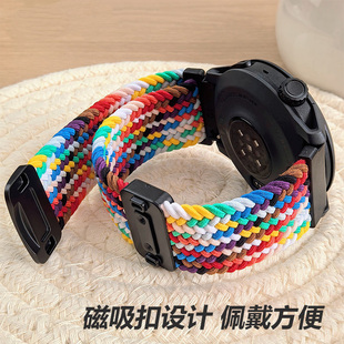 适用Garmin佳明255/265表带尼龙编织磁吸运动手表带佳明手表955/965/970替换22mm快拆配件非原装