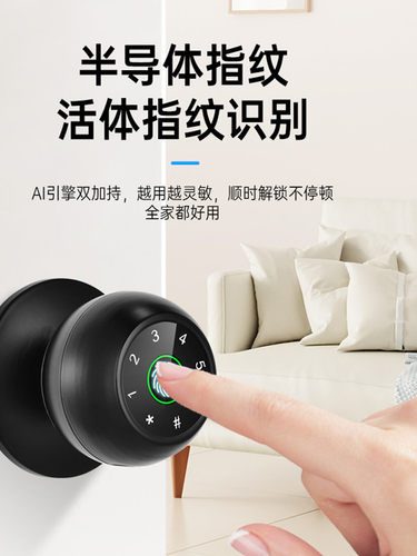 球形智能锁半导体指纹识别密码锁智能锁钥匙锁智能家居球形机械锁