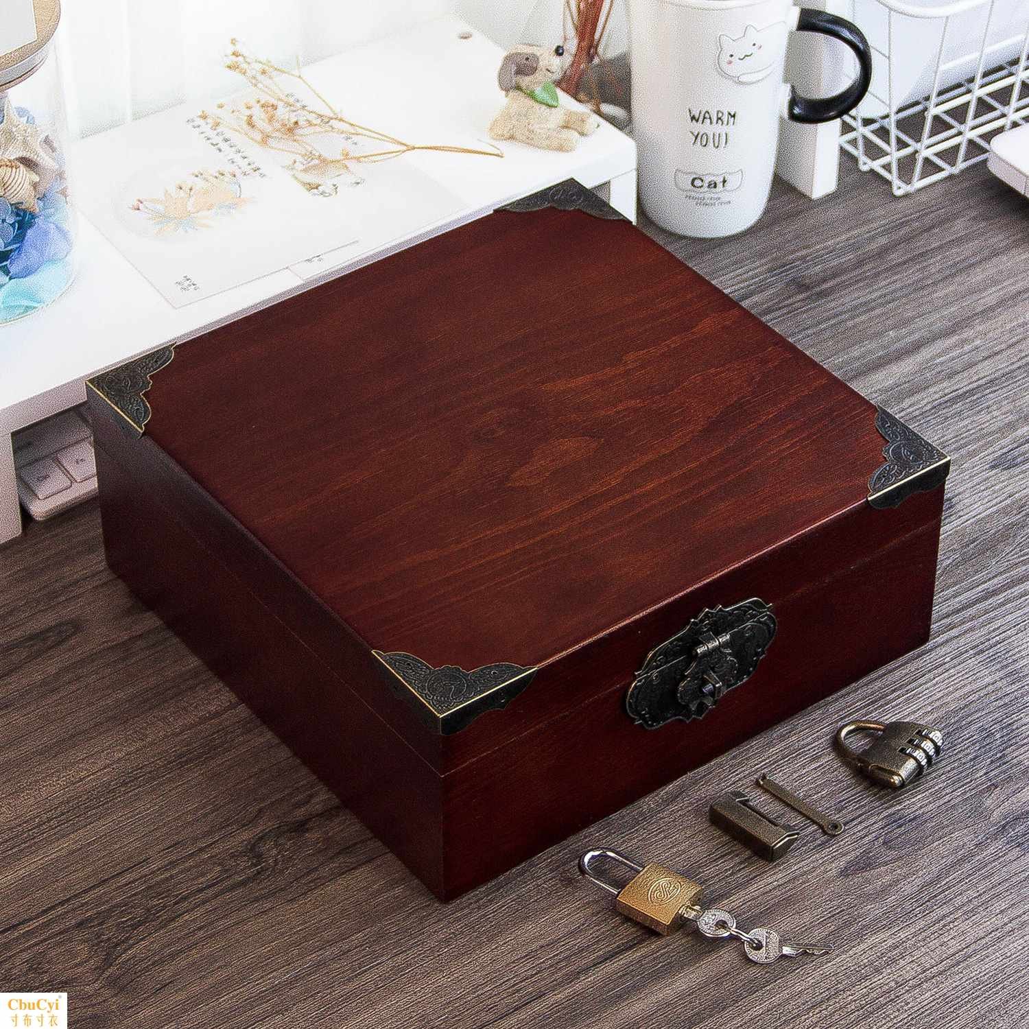 实木带锁木箱复古正方形储物箱收纳木箱子木质方盒子大号书箱密码在类目 收纳整理, 家庭收纳用具, 储物箱, 收纳箱中 - 来自Buy2taobao.com提供专业的淘宝代购服务