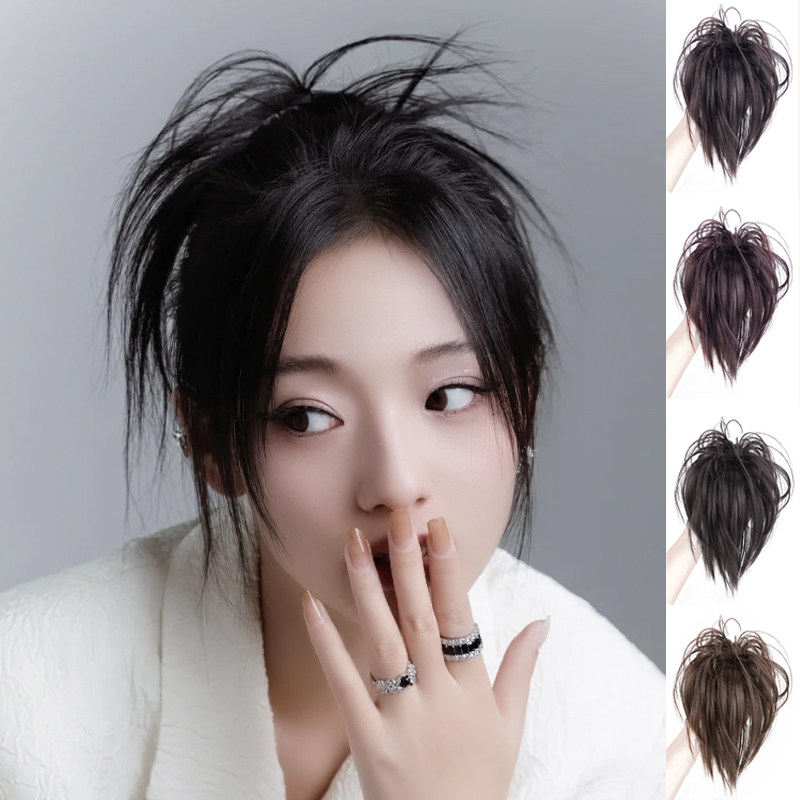 凌乱鸡窝头马尾丸子头假发包辣妹朋克风后脑勺百搭盘发造型假发圈