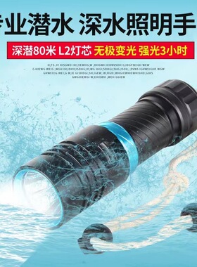 DX1潜水手电筒L2 灯磁控无极开关白光黄光户外照明潜水手电