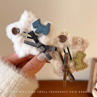 儿童可爱小马星星毛绒发夹女2025新款刘海发卡秋冬碎发bb夹子发饰