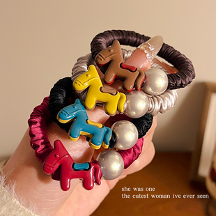 2026马年头饰小马橡皮筋女扎头绳儿童可爱马尾发绳高弹力新年发圈