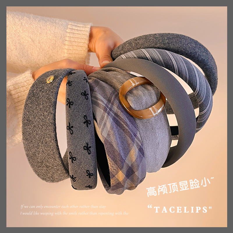 格雷系灰色宽边发箍女