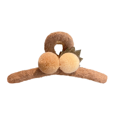 秋冬小熊毛球抓夹半扎发刘海