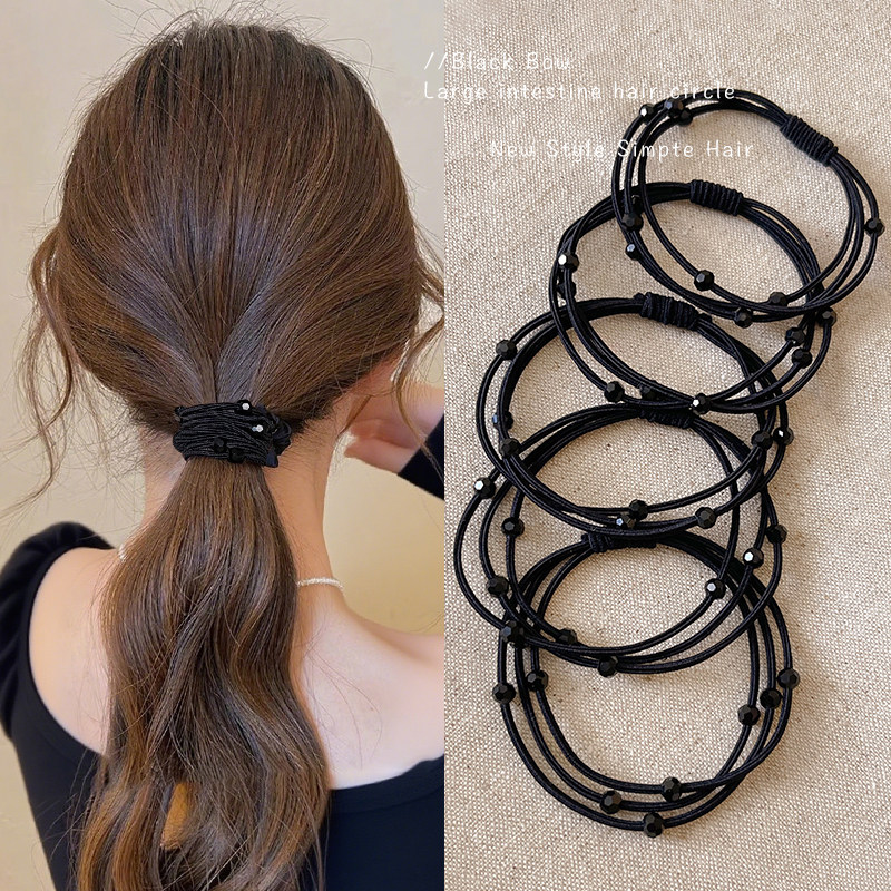 精致黑色钻钻发圈头绳2026新款高端扎头发皮筋气质低马尾皮套发绳,饰品/流行首饰/时尚饰品新,发饰,淘宝优惠券,粉丝福利购,淘宝优惠卷