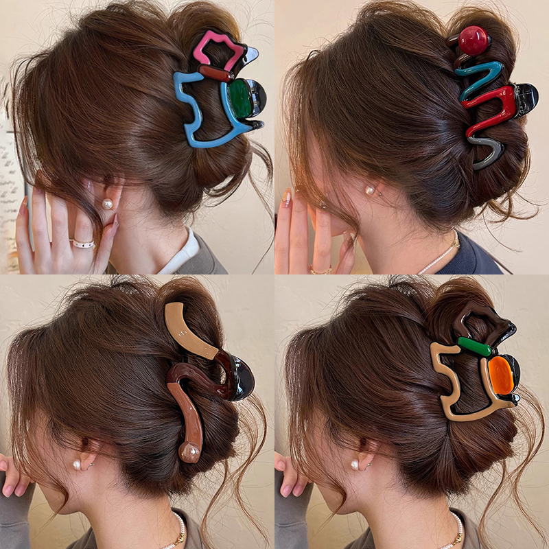 吉度撞色盘发抓夹女2025