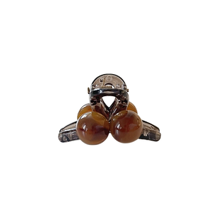 美拉德小号球球抓夹女2024新款发量少发卡小巧精致半扎发夹子头饰