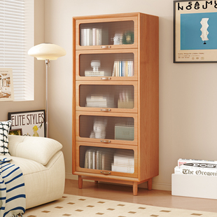 实木书柜客厅展示柜定制柜子自由组合柜家用楼梯带玻璃门收纳立柜